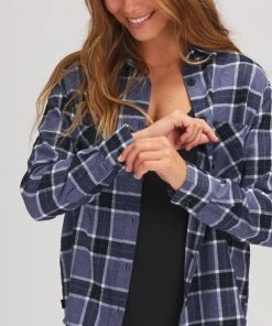 Stoic Daily Flannel - Women&apos;s -The Stoic Style Sales Shop BLUPLA D6 1